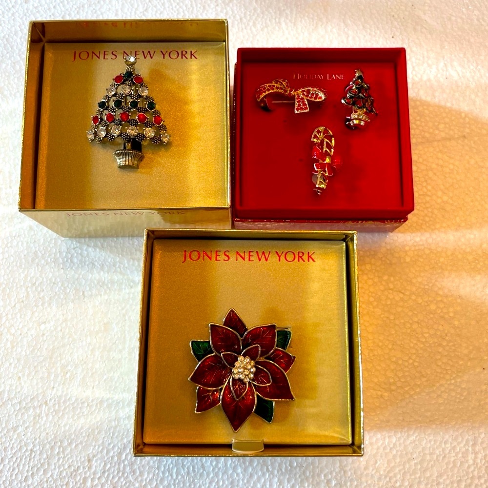 Jones New York Holiday Jewelry Set of 3 boxes - Red and Green